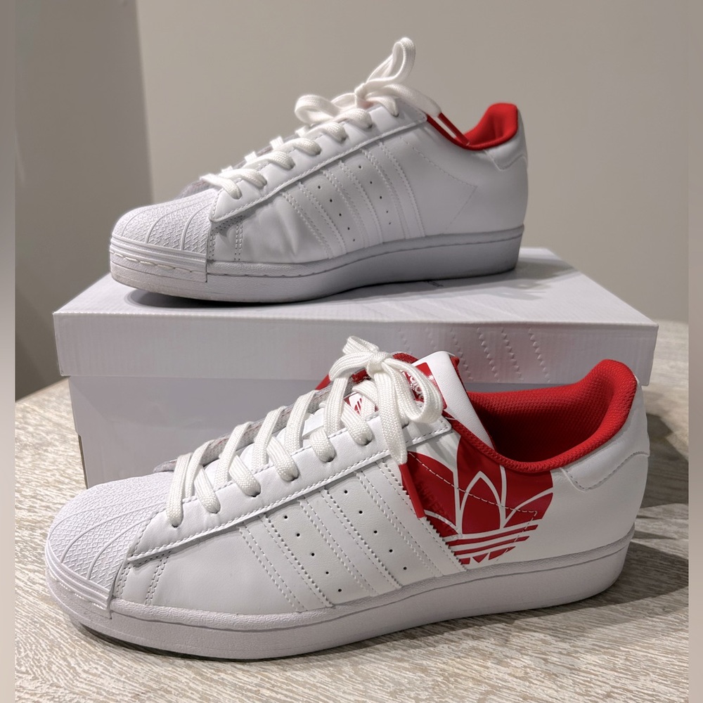 Adidas superstar 10 White/Red leather low top